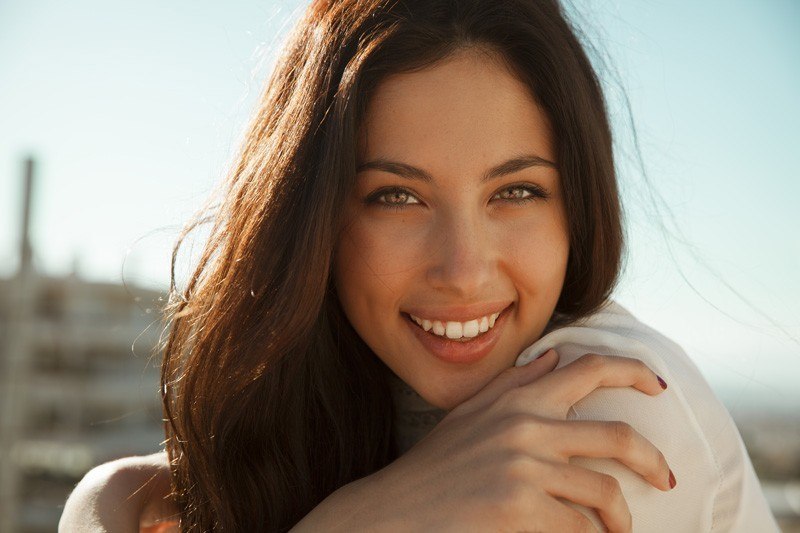 closeup of lady smiling